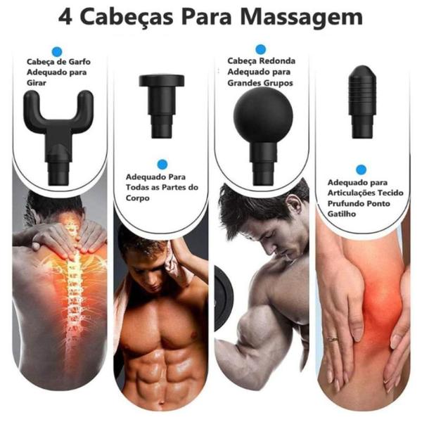 Aparelho Elétrico Portátil Fascial Gun Massageador Corporal Muscular Fisio Imagem de Aparelho Elétrico Portátil Fascial Gun Massageador Corporal Muscular Fisio