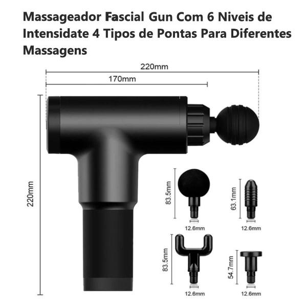 Aparelho Elétrico Portátil Fascial Gun Massageador Corporal Muscular Fisio Imagem de Aparelho Elétrico Portátil Fascial Gun Massageador Corporal Muscular Fisio