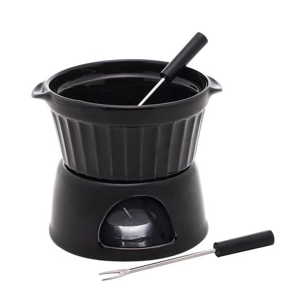 Imagem de Aparelho Fondue 4 Peças Porcelana Classic Preto 400Ml - Lyor