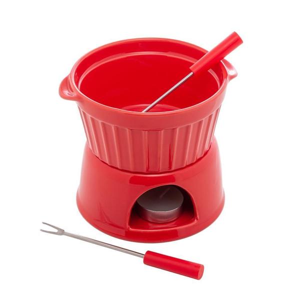 Imagem de Aparelho Fondue 4 Peças Porcelana Classic Vermelho 400Ml