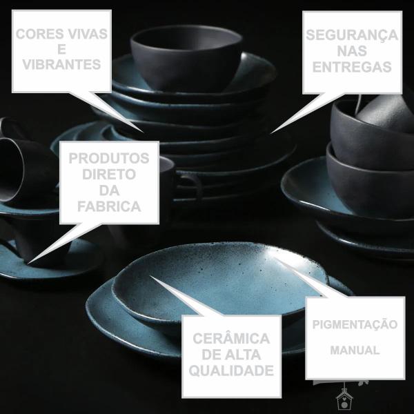 Imagem de Aparelho jantar conjunto 24 peças prato organic petroleum em ceramica porto brasil