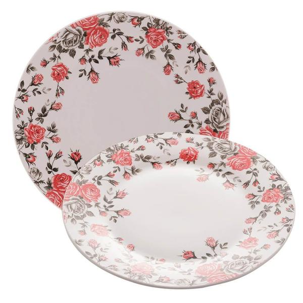 Imagem de Aparelho Jantar Porcelana Jardim Rosa 16 Peças - Lyor Jj004