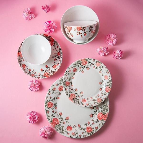 Imagem de Aparelho Jantar Porcelana Jardim Rosa 16 Peças - Lyor Jj004