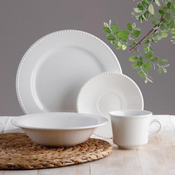 Imagem de Aparelho Jogo De Jantar e Chá Cerâmica Completo 16 Peças Perla Corona Branco