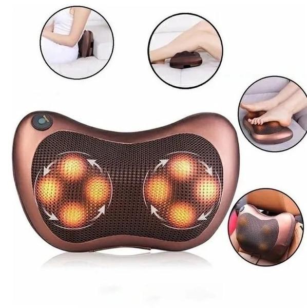 Imagem de Aparelho Massageador Elétrico Shiatsu Corporal Muscular Costas Cervical Lombar Ombros Pescoço Relaxante 8 bolas