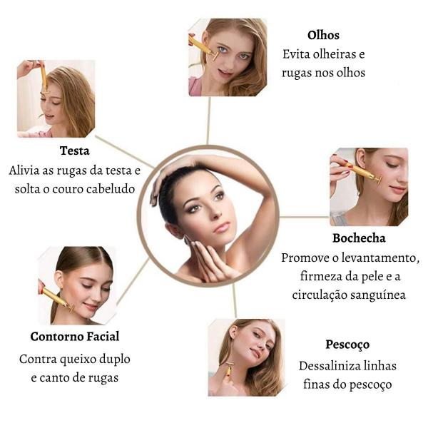 Imagem de Aparelho Massageador Para Face Rosto Portátil Vibratório 24K