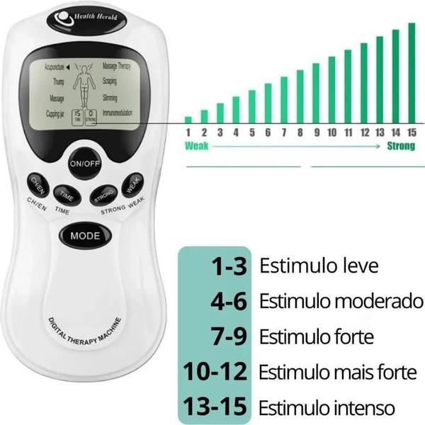 Aparelho Massageador Portátil 4 Eletrodos Eletroestimulador - Aparelho Massageador Fisioterapia Imagem de Aparelho Massageador Portátil 4 Eletrodos Eletroestimulador
