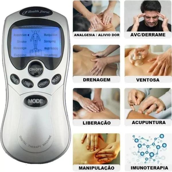 Aparelho Massageador Portátil 4 Eletrodos Eletroestimulador - Aparelho Massageador Fisioterapia Imagem de Aparelho Massageador Portátil 4 Eletrodos Eletroestimulador