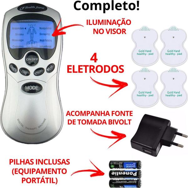 Imagem de Aparelho Massageador Portátil Tens Fes Acupuntura Choquinho Bivolt Alivio Dores Fisioterapia