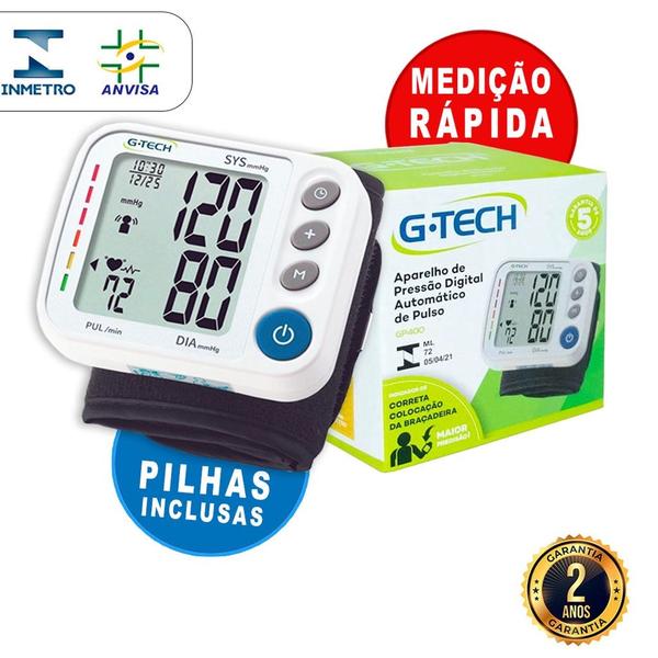 Aparelho Medidor de Pressão Arterial de Pulso Digital- GP400 - Envio Imediato - G-Tech Aparelho Medidor de Pressão Arterial de Pulso Digital- GP400 - Envio Imediato - G-Tech
