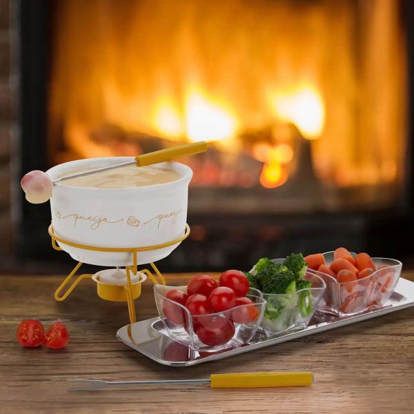 Imagem de Aparelho para Fondue de Queijo em Porcelana 5 Peças Forma Inox