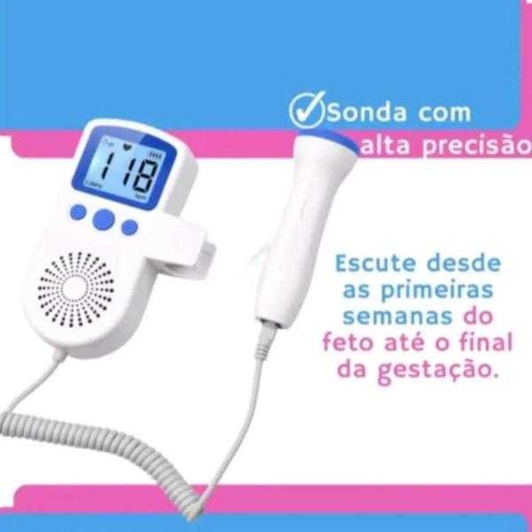 Imagem de Aparelho Portátil Ouvir Batimentos Grávida Bebê Sonar Doppler