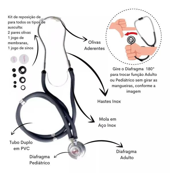 Imagem de Aparelho Pressao Esteto  Case Estetoscopio Esfigmo Enfermagem