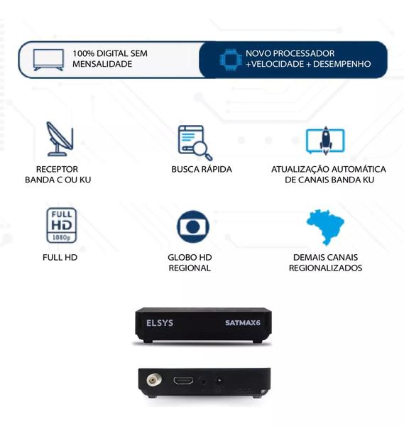 Imagem de Aparelho SATMAX6 Elsys TV Digital Canais Abertos