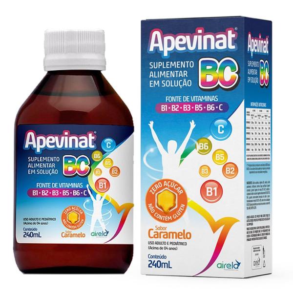 Imagem de Apevinat Airela Suplemento Sabor Caramelo 240ml Kit c/ 3un