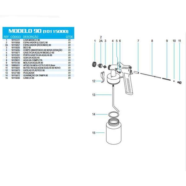 Imagem de Aplicador de Pintura Arprex Tipo Pressão Modelo 90 Ar Direto