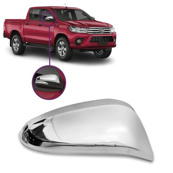 Imagem de Aplique Cromado para Capa Retrovisor Hilux Sr Srv Srx SW4 GR-S Diamond 2016 a 2023 Rav4 2014 a 2023 Corolla Cross 2021 a 2023