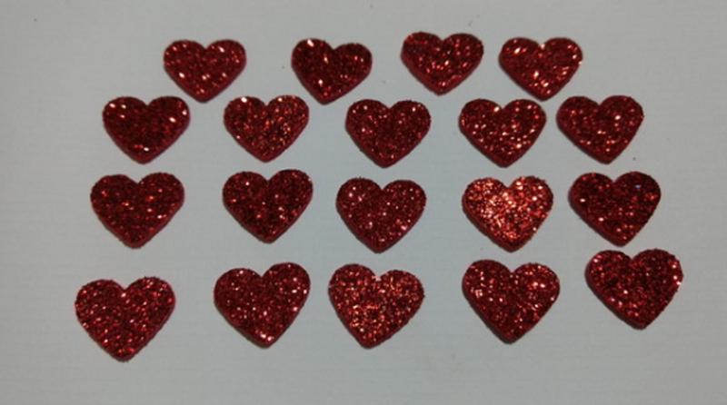 Imagem de Aplique de Coração 1,5cm EVA Com Glitter Kit com 100 unidades  Vermelho