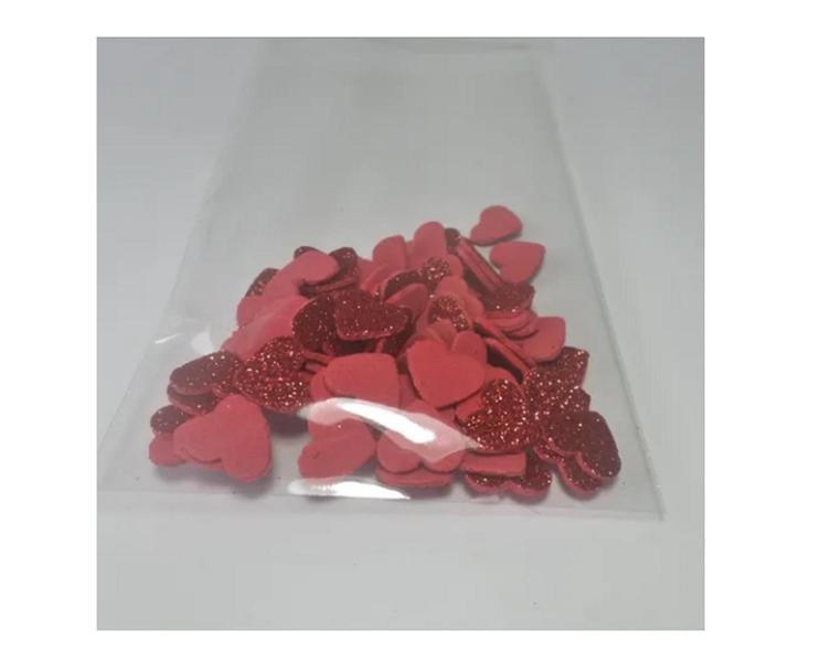 Imagem de Aplique de Coração 1,5cm EVA Com Glitter Kit com 100 unidades  Vermelho