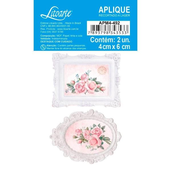 Imagem de Aplique de MDF e Papel - Molduras com Rosas - APM4-492