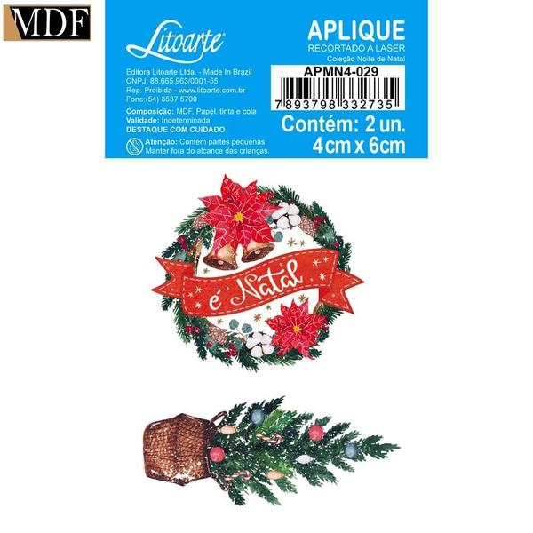 Imagem de Aplique Decoupage em Mdf Guirlanda É Natal 4cm Apmn4-029 Litoarte