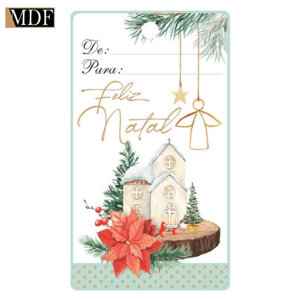 Imagem de Aplique Decoupage em Mdf Tag Feliz Natal 8cm Apmn8-171 Litoarte