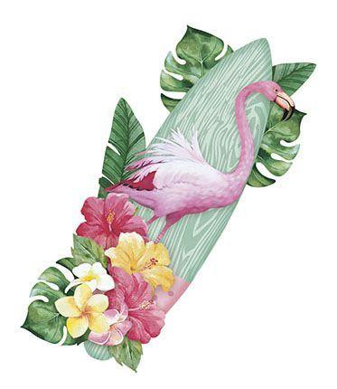 Imagem de Aplique Decoupage Prancha E Flamingo Apm8-1088 Em Papel E Mdf 8cm Litoarte