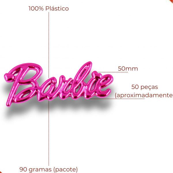 Imagem de Aplique logo barbie em plastico com 50 peças