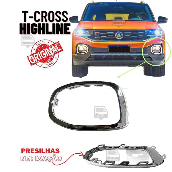 Imagem de Aplique Moldura Cromada Farol Milha T-cross Tcross Highline