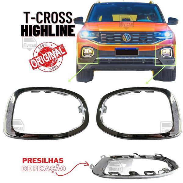 Imagem de Aplique Moldura Cromada Farol Milha T-cross Tcross Highline