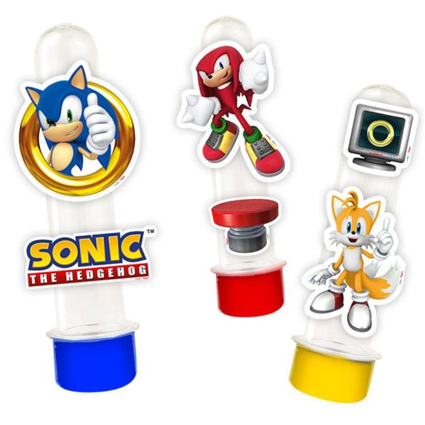 Imagem de Aplique Tubete Sonic Decorativo Festa De Aniversário 50 Unidades