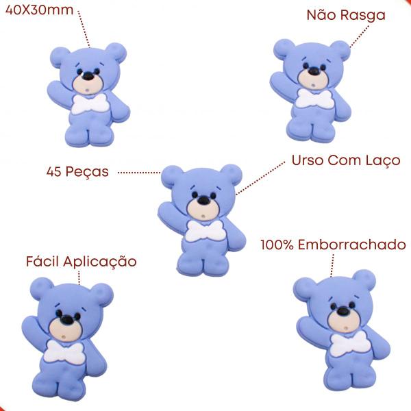 Imagem de Aplique Urso Com Laço 40X30mm Emborrachado Com 50 Peças