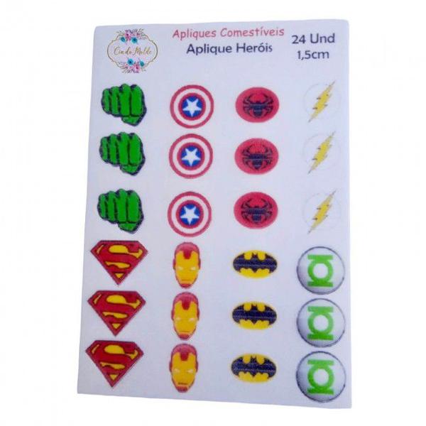 Apliques Papel de Arroz Super Herois 24 Un 1,5cm - Cia do Molde Imagem de Apliques Papel de Arroz Super Herois 24 Un 1,5cm