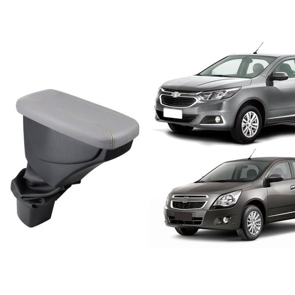 Imagem de Apoio De Braço Chevrolet Cobalt Couro Cinza Costura Marrom