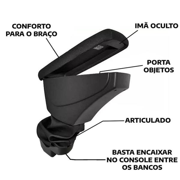 Imagem de Apoio De Braço Citroen Aircross Couro Preto Costura Azul