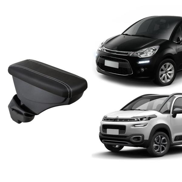 Imagem de Apoio De Braço Citroen Aircross Couro Preto Costura Preta