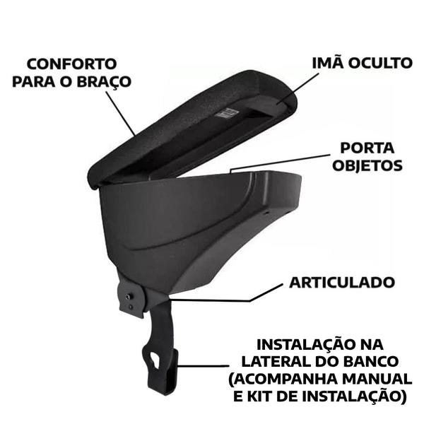 Imagem de Apoio De Braço Volkswagen Gol Couro Preto Costura Cinza