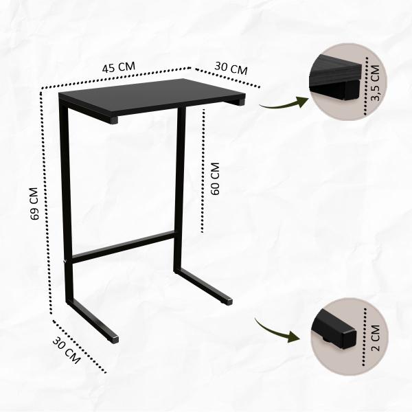 Imagem de Apoio Lateral Para Sofá e Cama Delin Mesinha Café Notebook Estudos Home Office