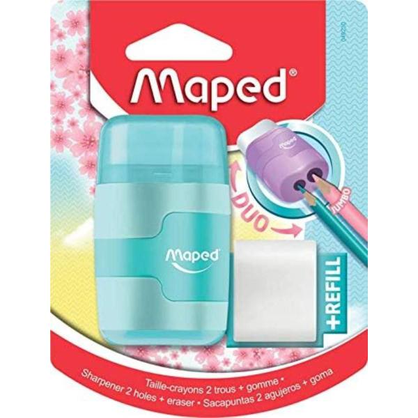 Imagem de Apontador com Borracha Maped Connect Pastel - 2 furos 