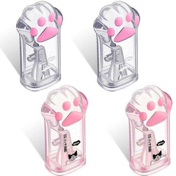 Imagem de Apontador de lápis Chinco Cute Cat Paw Manual com tampa, 4 unidades