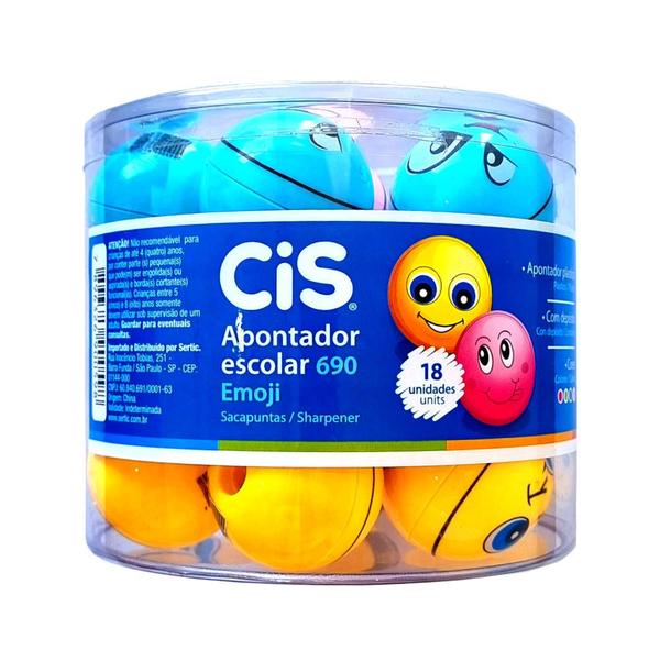 Imagem de Apontador de Lápis Escolar C/ Depósito Cis Emoji C/ 18 Un