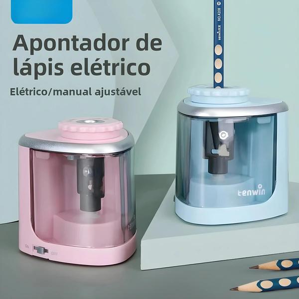 Imagem de Apontador De Lápis Manual Elétrico Portátil 2 Em 1, Lâmina De Aço Helicoidal Segura Para Estudantes,