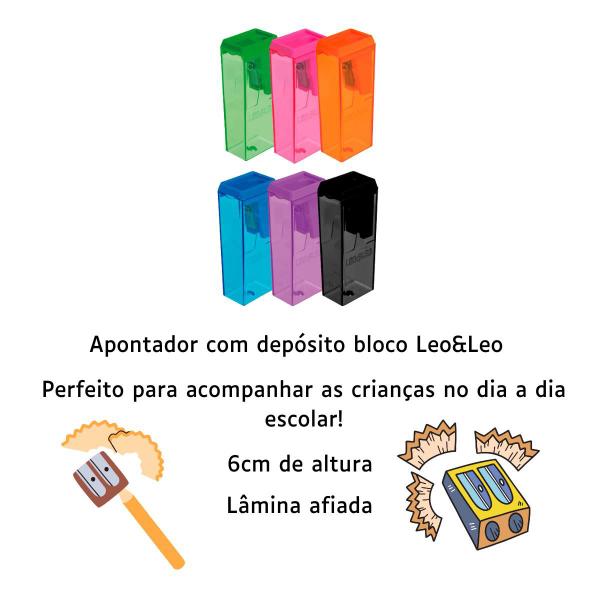 Imagem de Apontador Escolar C/ Depósito 6cm Colorido Leo&Leo