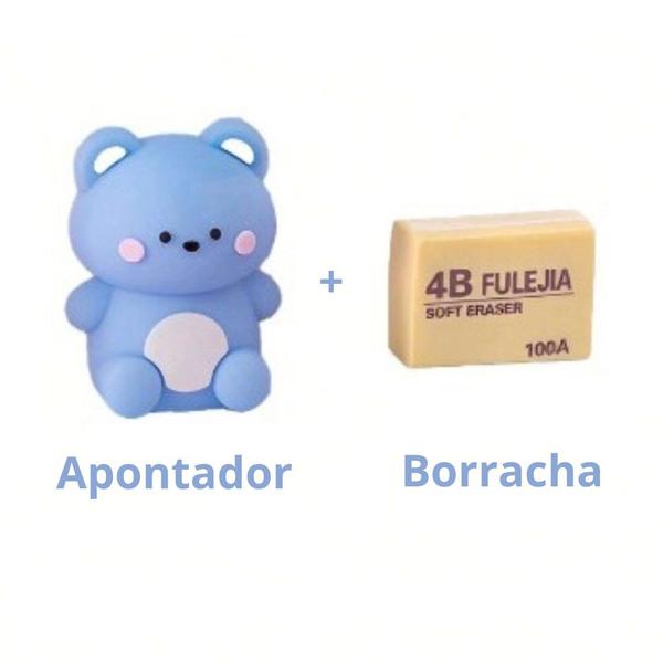 Imagem de Apontador Escolar Formato Ursinho Fofo com Borracha Little Bear Kwaii Colecionável - Unidade