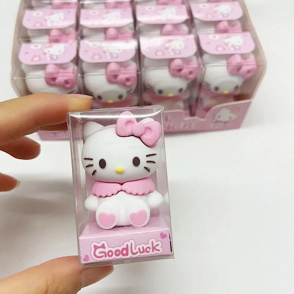 Imagem de Apontador Escolar Hello Kitty Decorado Gatinha Emborrachado Colecionável Divertido Papelaria Kwaii