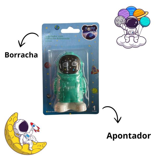 Imagem de Apontador Infantil Com Borracha Astronauta Cor Verde - Fofy