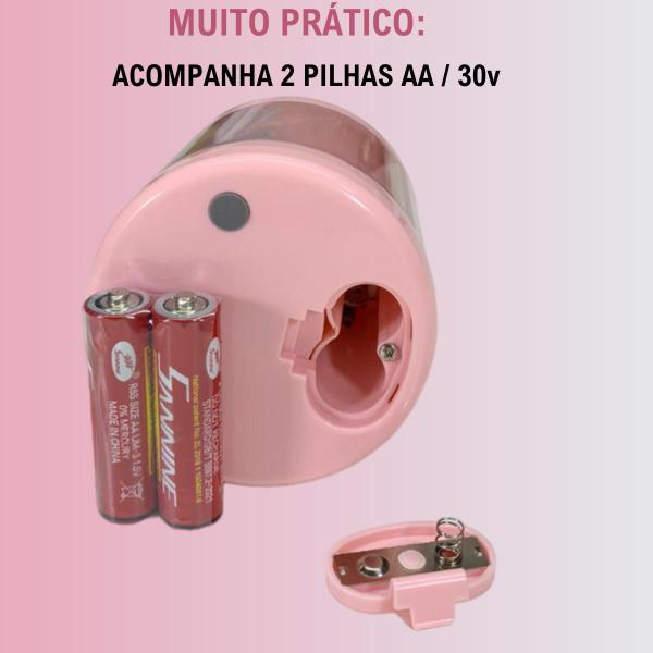 Imagem de Apontador Lápis Elétrico Automático Crianças Escolar A Pilha Cor Rosa