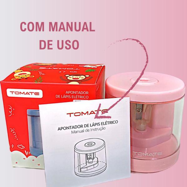 Imagem de Apontador Lápis Elétrico Automático Crianças Escolar A Pilha Cor Rosa