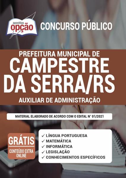 Imagem de Apostila Prefeitura de Campestre da Serra - RS - Auxiliar de Administração