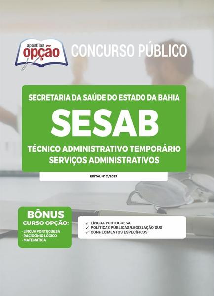 Imagem de Apostila SESAB-BA - Técnico Administrativo Temporário - Serviços Administrativos